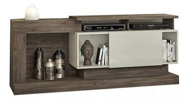 Rack Aparador Para Tv O Audio Con Ruedas Living Comedor Color Marrón oscuro - Tienda Universo